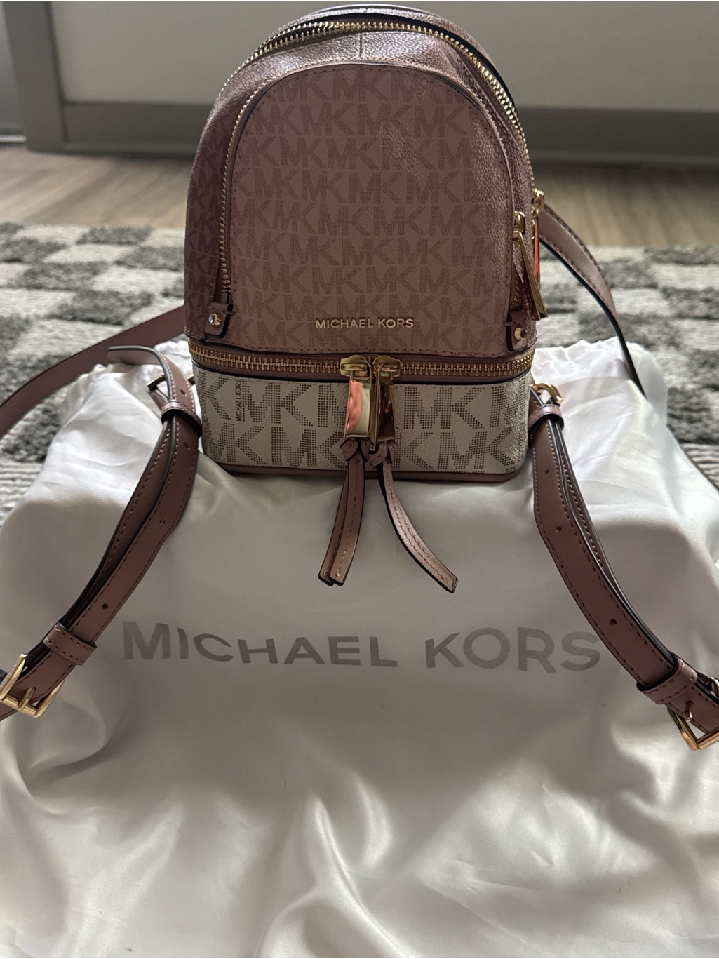 Michael Kors Two-Tone Blush And Beige Mini Backpack